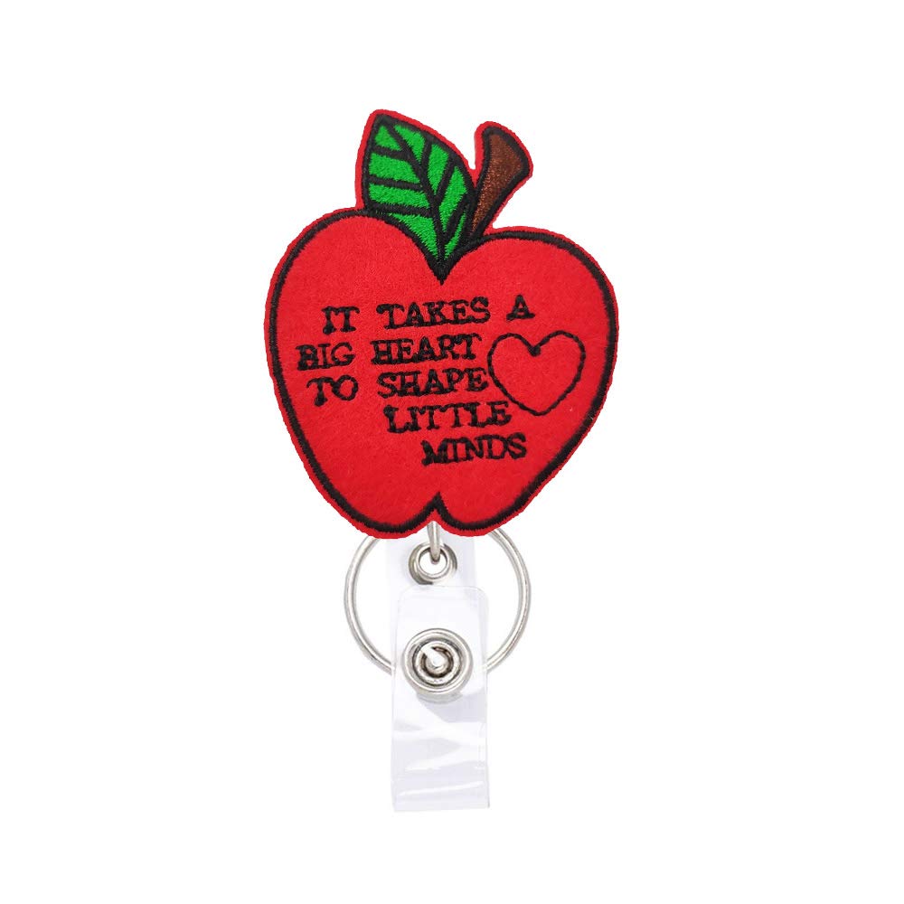 It Takes A Big Heart to Share Little Minds Badge Reels Retractable, with Alligator Clip and Key Ring, 24 inches Thick Pull Cord Teacher Gift