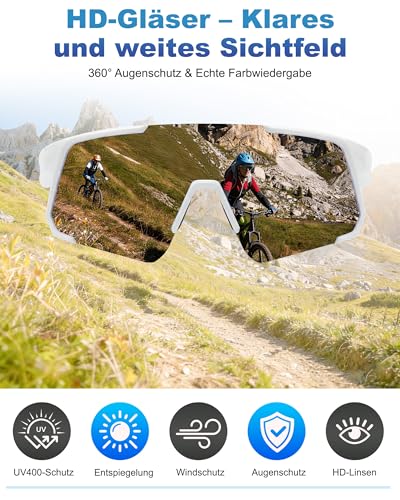 Cycling Glasses Men Quick Glasses Women UV400 Sunglasses Protective Glasses TR90 Frame with Adjustable Nose Wings & Temple MTB Sports Glasses Running Glasses Sunglasses for Bicycle Fishing Ebike