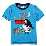 Boys Short Sleeve Cotton T-shirt with Embroidery,blue,2-6y