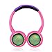 Contixo KB-300 Kid Safe Over The Ear Wireless Bluetooth LED Headphone w/Volume Limiter, Built-in Microphone, Micro SD, FM Stereo Radio (Pink + Purple) - Best Gift