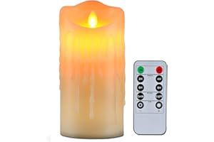 Flameless Candles with 10 Key Remote Timer Flickering Tear Wave Shaped Tealight Real Wax Simulate Dripping Led Candles Batter