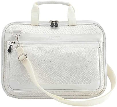 Lejarue Women's Metallic Snake Embossed 15 Inch Macbook Pro Bag/ 15.6 Inch Laptop Bag - Ivory