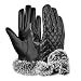 Vbiger Womens Leather Gloves Texting Touch Screen Gloves Warmest Mittens With Soft Fur (Black) primary