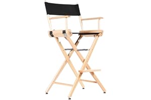 Filmcraft Professional Grade Studio Director's Chairs (30" Bar Height, Natural Finish, Black Nylon Canvas)