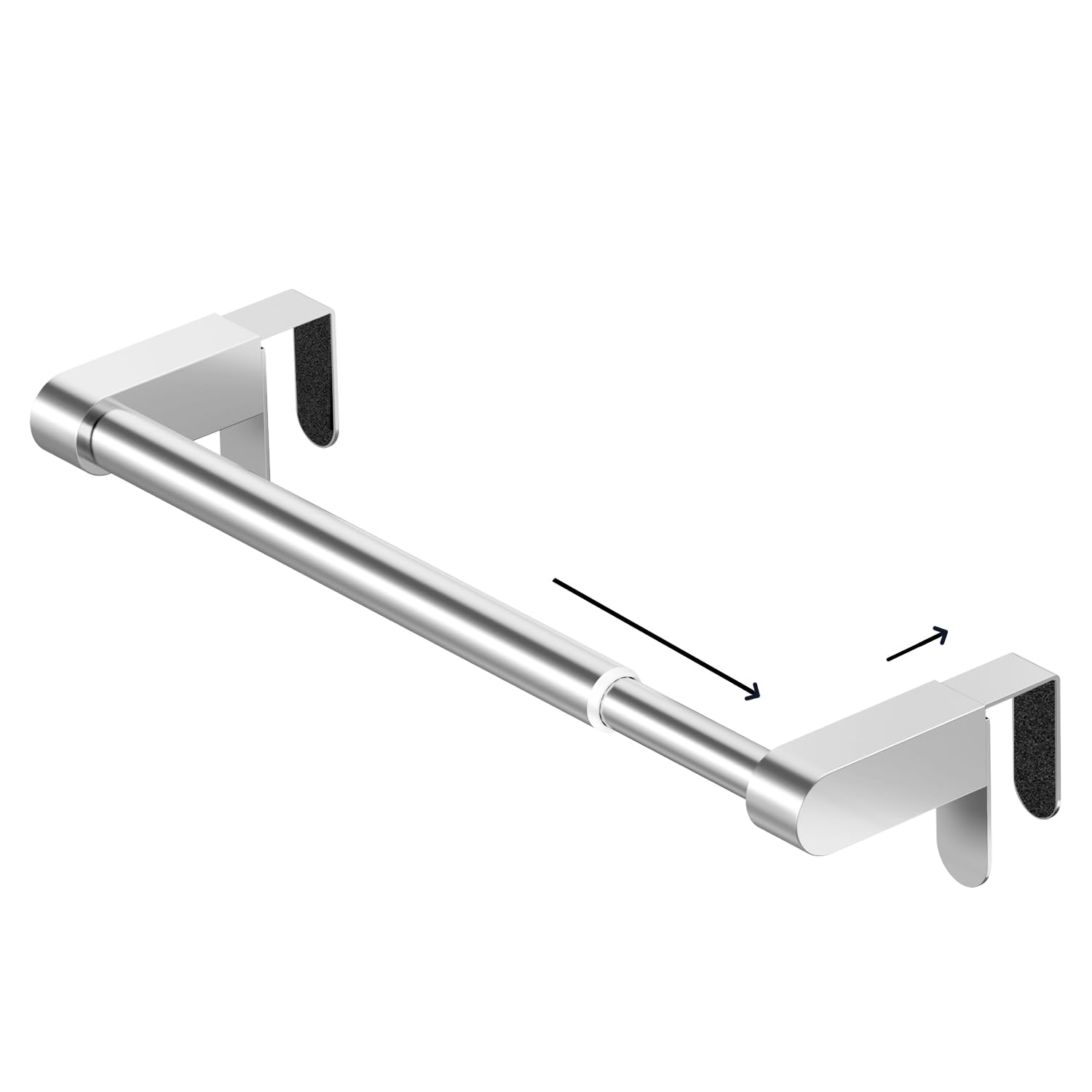 Photo 1 of VEHHE Retractable Kitchen Towel Holder, Over The Door Towel Rack with Hooks Adjustable to Cabinet Door Thickness, Towels Rack EVA Foam Pad, L10.4~16.9 X W2.8 X H2.4 inches (Silver)