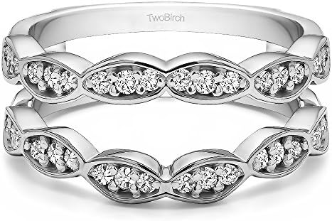 TwoBirch 0.3 Ct. Vintage Stacking Guard Enhancer in Sterling Silver with Cubic Zirconia