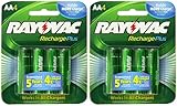 8 Rayovac AA Recharge PLUS High-Capacity Rechargeable 2400 mAh NiMH Pre-Charged Batteries, (2 x 4 packs) + Holders