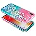 iPhone XR Case with Tempered Glass Screen Protector for Girls Women, NageBee Glitter Bling Liquid Floating Quicksand Waterfall Sparkle Diamond Durable Cute Case for iPhone XR 6.1 inch -Pink/Aqua