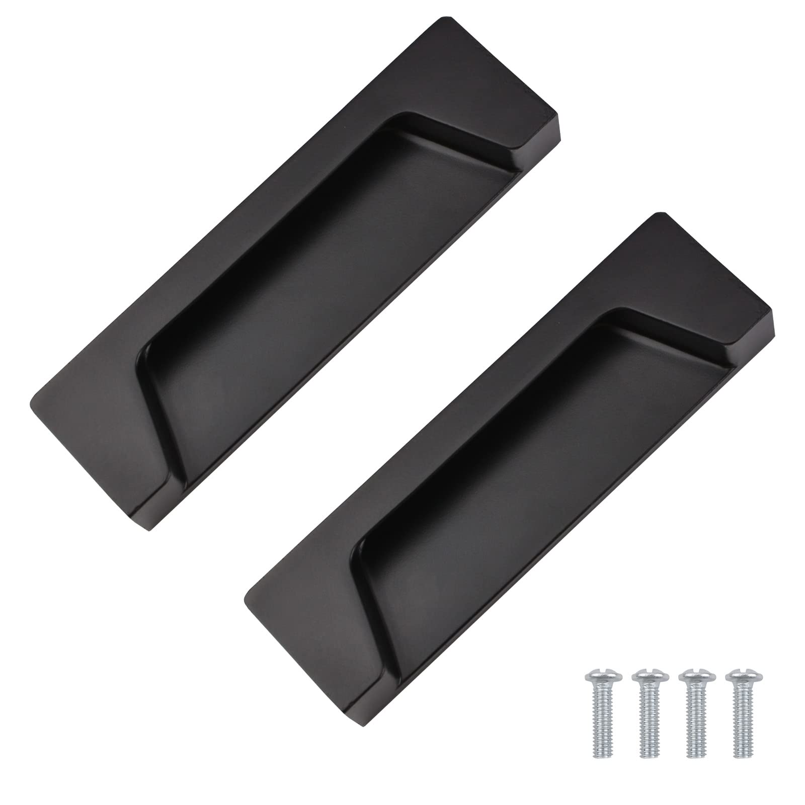 MOROBOR Zinc Alloy 4.13” Recessed Handle, 2pcs Embedded Matte Black Modern Handle for Cupboard, Wardrobe, Bookcase, Drawer and Filing Cabinet with Mounting Screw