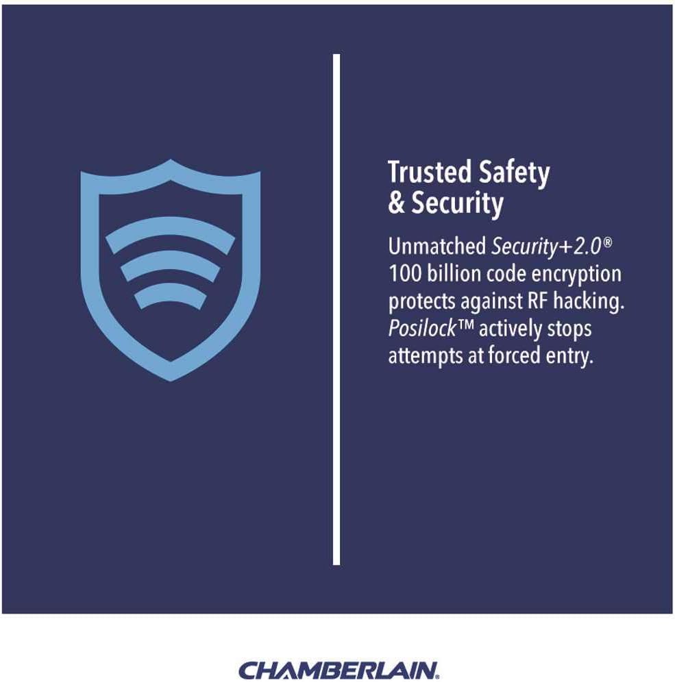 Chamberlain Group Chamberlain B970 Smartphone-Controlled Ultra-Quiet and Strong Belt Drive Garage Door Opener with Battery Backup and MAX Lifting Power, Blue - - 