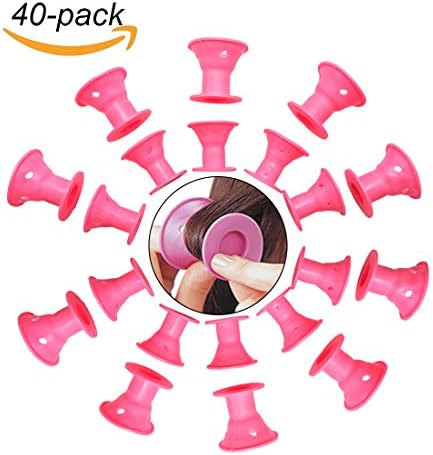 Set of 40 Magic Silicone Curlers Pink Hair Curler Rollers No heat No Damage Professional Hair Style Tools Acessories for Girls Natural Curls