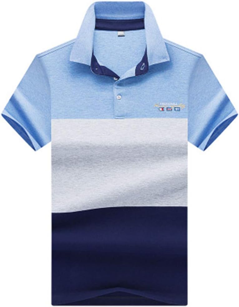 MARRTKE Summer Casual Embroidery Men's Stitching Lapel Short Sleeve Polo Shirt