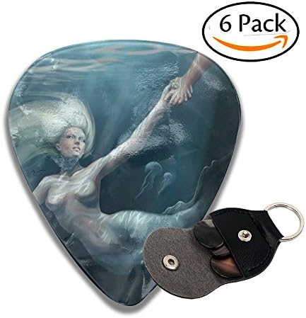 Art Mermaid 6 Pack Colorful Celluloid Guitar Pick Holder Case