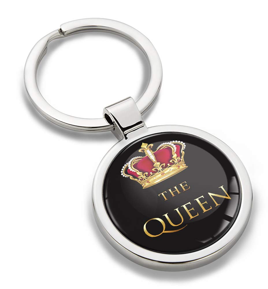 Biomar Labs Stainless Steel Metal Keychains With Multiple Unique Designs Durable Premium Accessory Car House Keys Backpack Gift Travel Souvenir Elegant (The Queen Queen Emblem KK 166) — image 1