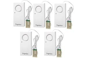 Topvico Water Alarm Leak Detector Moisture Sensor for Basements Sump Pump Dishwasher Heater Pan High Flood Alert, 120dB Work Alone, Battery Operated, 5 Packs