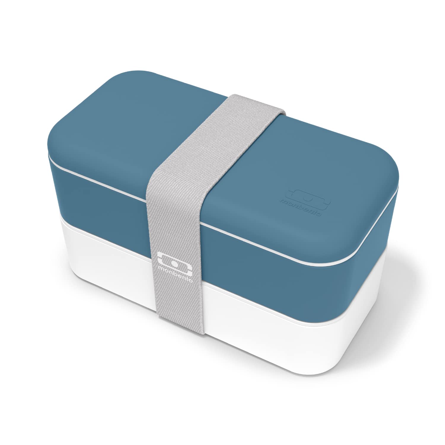 Photo 1 of monbento - Bento Box Adult MB Original blue Denim - 2 Leakproof Compartments - Stackable Lunch Box Perfect for Work/Picnic/Sports - BPA Free Food Containers - Microwave & Dishwasher Safe - Blue