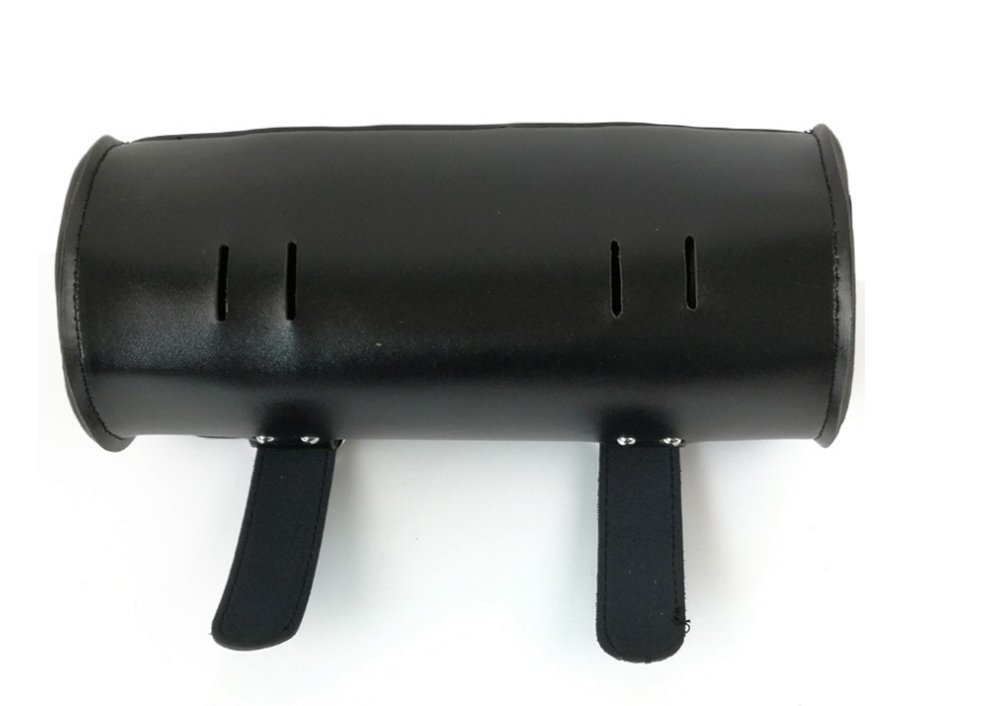 Pevor Motorcycle Bike PU Leather Tool Bag Pouch Roll Barrel Shape Side Bag Sundries Bag Handlebar Sissy Bar Tool Pouch (black)