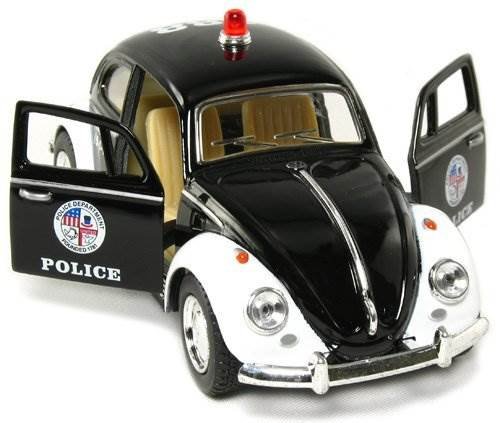 5" Classic Volkswage 1967 Beetle Police car 1:32 Scale (Black/White) by Kinsmart