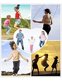 JUNBESTN - Cuerda de saltar ajustable para niños, 2 unidades, para adultos, ajustable, ligera, con silbato libre, bolsa de cordón y caja de ajuste