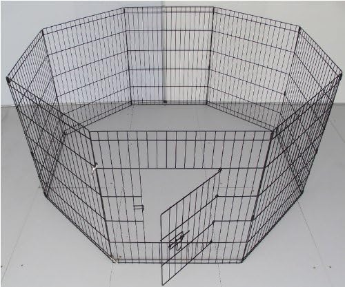 Dog Puppy Pet Rabbit Guinea Pig Play Pen Run 8 Panel-SELECT YOUR SIZE and COLOUR (Large 91cmH x 61 cmW Panel (x8), Black)