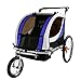 Clevr Deluxe 3-in-1 Double 2 Seat Bicycle Bike Trailer Jogger Stroller for Kids Children | Foldable Collapsible w/Pivot Front Wheel