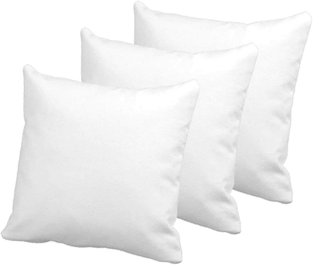 AmazingHind Reliance Virgin Conjugated Silicon Fibre Cushion Cover Inserts, 16 X 16 Inch, White, 3 Pieces