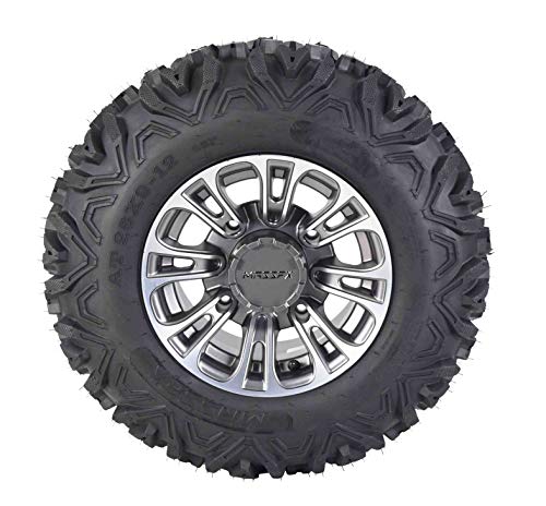 MASSFX KT 26x9-12 26x11-12 Tires w/Gunmetal 12x7 4/156 Gun Metal ATV UTV Rims Wheel & Tire Kit with Lug Nuts