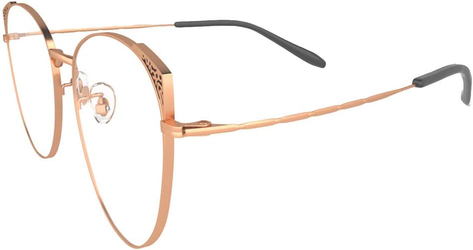 Cat Eye Rose Gold Blue Light Glasses, Teleworking Computer Reading Glasses, Working from Home Eyewear