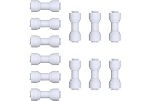 EZRODI 12pcs White Plastic Union Connector (1/4-in OD x 1/4-in OD, Push-to-Connect Coupling Fitting)