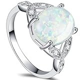 Rhodium Plated Fire Opal Wedding Engagement Ring Size 4-12 (8)