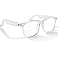 Giinova Smart Glasses Bluetooth for Women with Speaker Anti-Blue Light Polarized Built-in Microphone for Android iOS (White Frame - Blue Light)