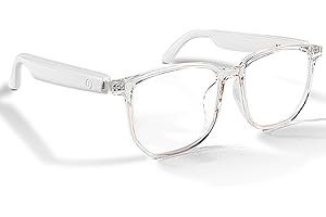 Giinova Smart Glasses Bluetooth for Women with Speaker Anti-Blue Light Polarized Built-in Microphone for Android iOS (White Frame - Blue Light)