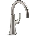 Kohler 23767-VS Tone Single Handle Kitchen Bar Faucet, Prep Sink Faucet, Wet Bar Faucet, Faucet for Bar Sink, Vibrant Stainless