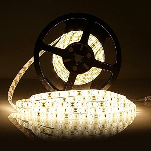 Waterproof IP65, 12V Flexible LED Strip Light, 16.4ft/5m LED Light Strips, 300 Units 5050 LEDs Lighting String, LED Tape(Warm White)