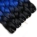 Lady Corner Ombre Braiding Hair 24inch Jumbo Braids High Temperature Fiber Synthetic Hair Extension 5pcs/Lot 100g/pc for Twist Braiding Hair (24inch(Pack of 5), Black- Diamond Blue)