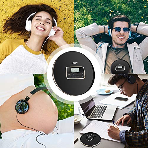 HOTT Portable CD Player Personal Small Walkman CD Disc Player, with Electronic Anti-Skip Anti-Shock Protection (Black)