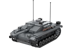 WW2 Tank StugIII Ausf F German Assault Gun Military Building Block Toy Stug3 World War Army Bricks Set with 2 Soldiers