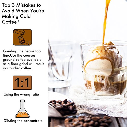 Cold Brew Coffee Maker 48 Ounce/1.5QT - Airtight Iced Coffee Tea Maker - Glass Pitcher with Reusable Fine Mesh Filter - Glass Carafe Perfect for Homemade Iced Tea Brewer and Coffee - Dishwasher Safe