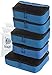 bago 8 Pcs Packing Cubes For Travel - 5 Packing Cube with 3 ZipLock Bags - Travel Cubes to Get Maximum Storage, Save Time & Effort to Pack - Happy Traveling (Blue), Blue-, 5pcs Set