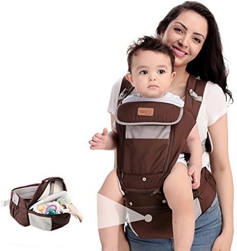 Baby Carrier with Hip Seat Storage for All Seasons - QHUMO 360 Ergonomic Infants and Toddlers Sling Carrier Backpack Front and Back - New Baby Gift for Mums Dads