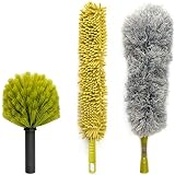 DocaPole Dusting Kit for Extension Pole or by Hand | Cleaning Kit Includes 3 Dusting Attachments | Cobweb Duster | Microfiber Feather Duster | Flexible Chenille Ceiling Fan Duster