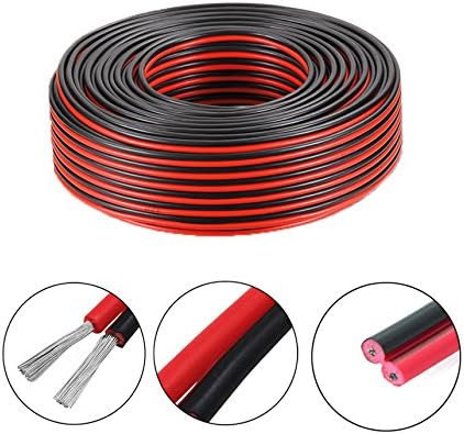 Wellite 25FT 14-2 AWG Gauge Electrical Wire, Low Voltage for Landscape Lighting System, Red&amp;Black Parallel Wire