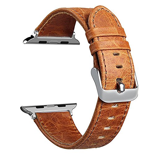 V-Moro Apple Watch Band 38mm Genuine Leather iWatch Strap Vintage Crazy Horse wristband for for Apple Watch Nike+, Series 3, Series 2, Series 1, Sport, Edition (Vintage Crazy Horse-Brown 38mm)