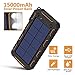 AMAES Solar Charger 15000mAh, Portable Phone Charger External Battery Pack with 1.5W High Efficiency Solar Panel, Dual USB Output Ports, Flashlight, Carabiner, IP65 Rainproof for Camping, Fishing