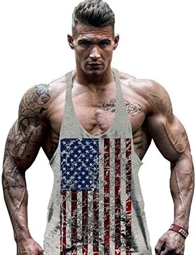 American Flag Workout Stringer Tank Top Y Back