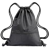 Drawstring Backpack Bag String Waterproof Sackpack Black Sport Gym Backpacks Nylon