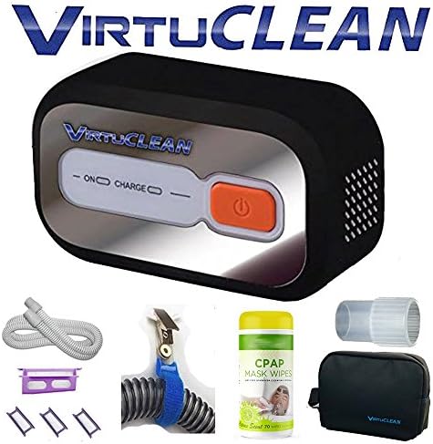 VirtuClean CPAP Cleaner Bundle (fits: DreamStation Auto BiPAP) Includes: Heated Hose Adapter, Dreamstation Filters (1 Reusable + 3 Disposable), 6ft CPAP Hose, Case, 70 Citrus Wipes, 1 Hose Clamp