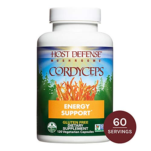 Host Defense, Cordyceps Capsules, Energy and Stamina Support, Daily Dietary Supplement, USDA Organic, Gluten Free, 120 vegetarian capsules (60 servings)