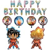 8PCS Dragon Ball Z Balloons,Birthday Banner Celebration Foil Balloon Set,Double Side DBZ Super Saiyan Goku Gohan Character Party Supplies Decorations