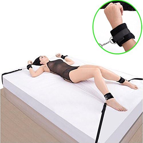 Adjustable Straps Set Kit with Soft and Comfortable Wrist Ankle Cuffs for Women Couples Bedroom Play Toy - Fit Almost Any Size Mattress
